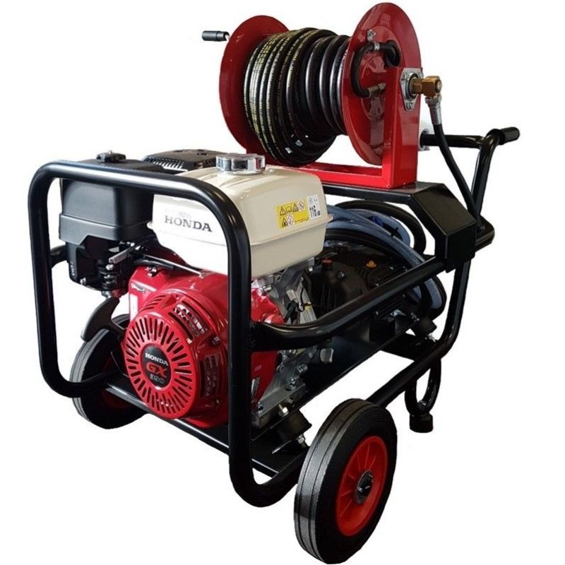 Maxflow Honda GX390 Gearbox Drive Pressure Washer - Trolley Frame with Reel