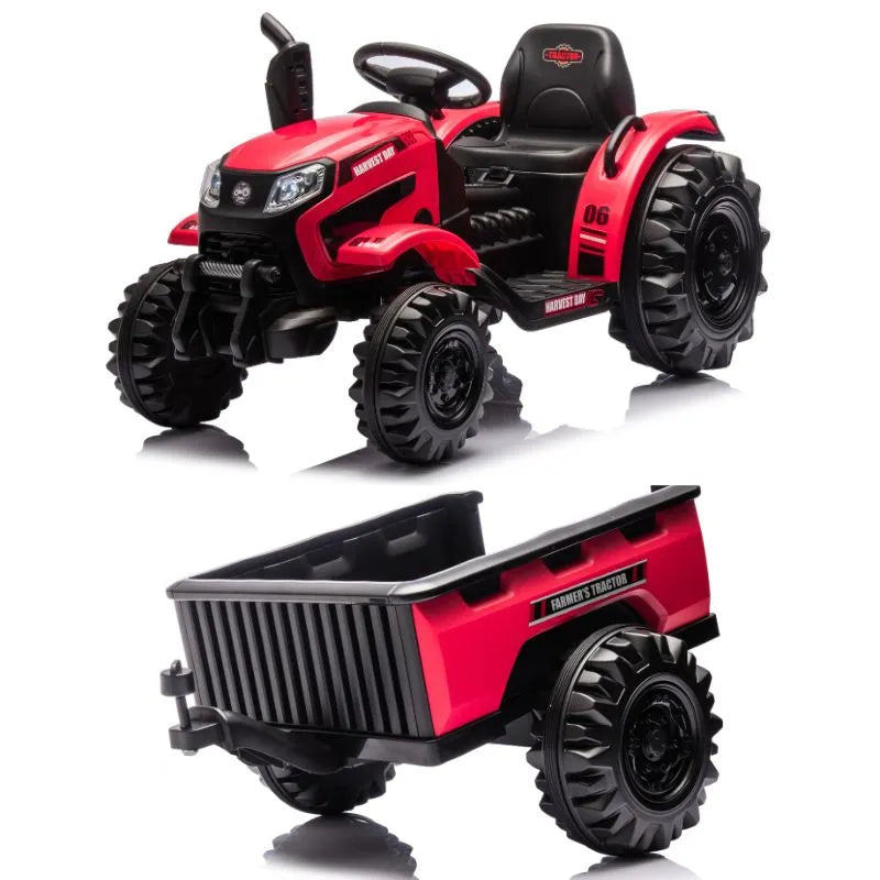 FarmTrax 12V Kids Electric Ride On Tractor With Trailer