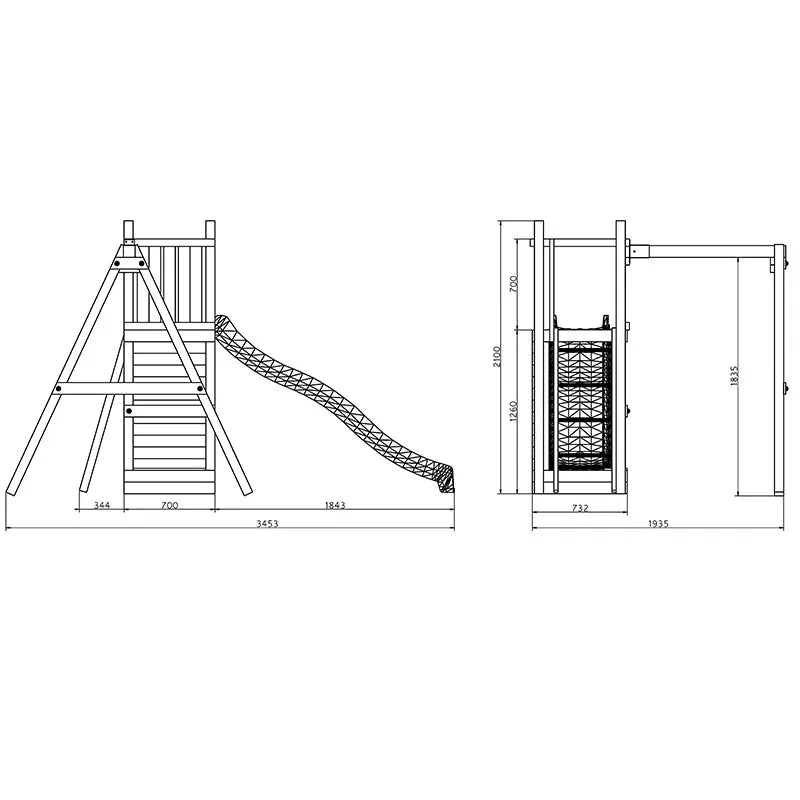 Fungoo Funny No.3 Climbing Frame - With Sandbox and Swing