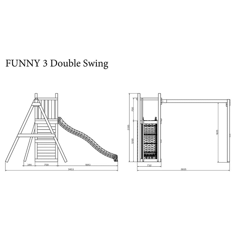 Fungoo Funny No.3 Climbing Frame - With Dual Swings