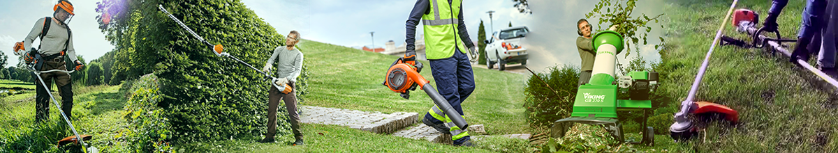 Man using Stihl Brushcutter in field