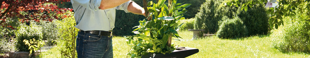 Man feeding branches into shredder
