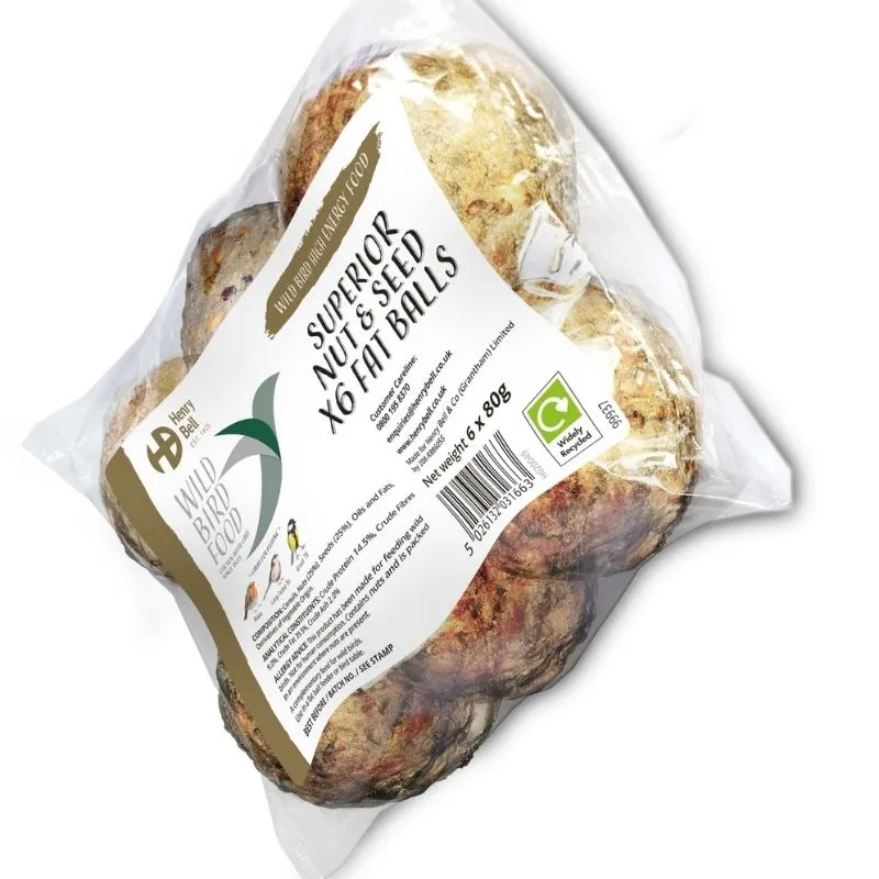 Henry Bell 6 Pack Superior Nut & Seed Fat Balls 
